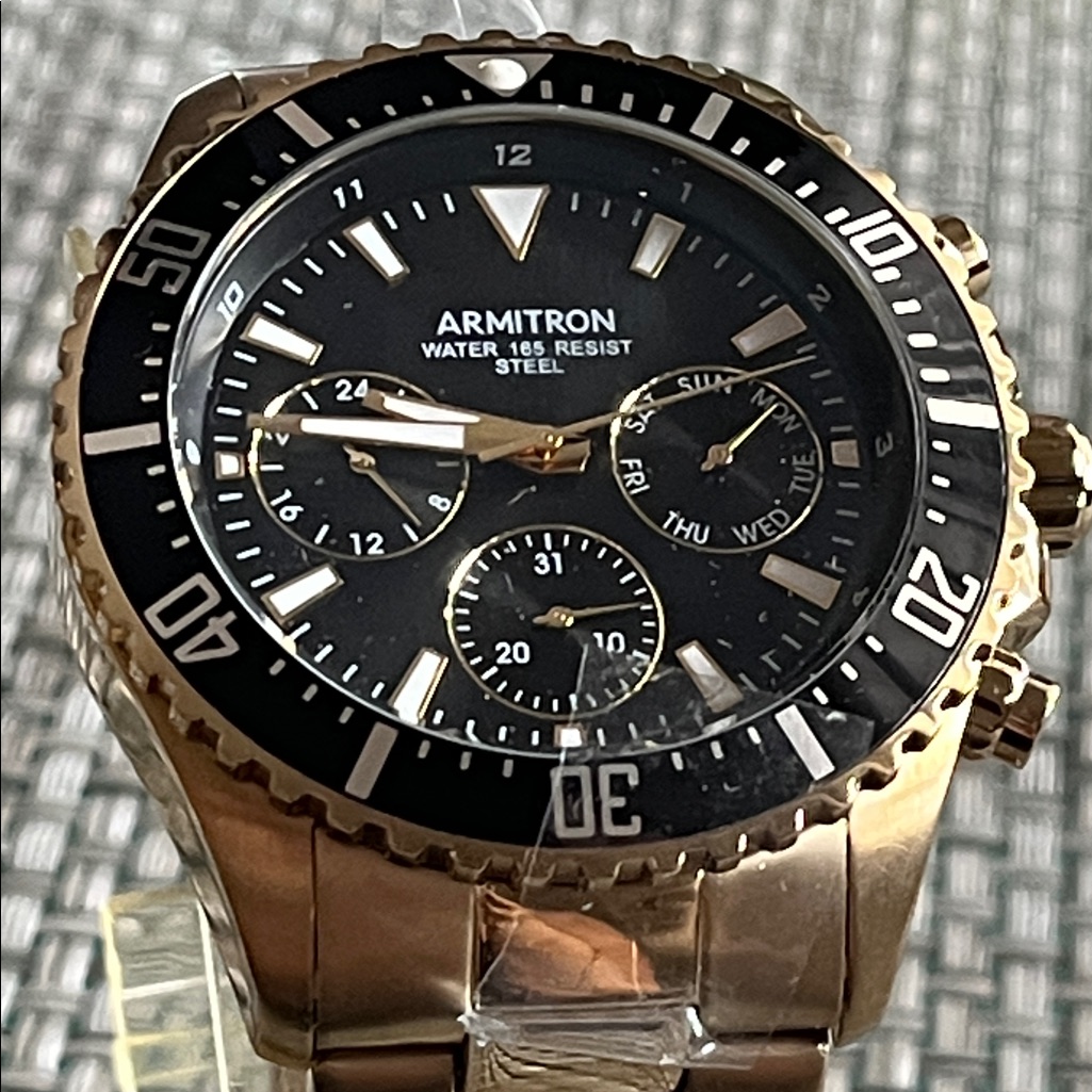 Armitron Black And Gold Chronograph Watch